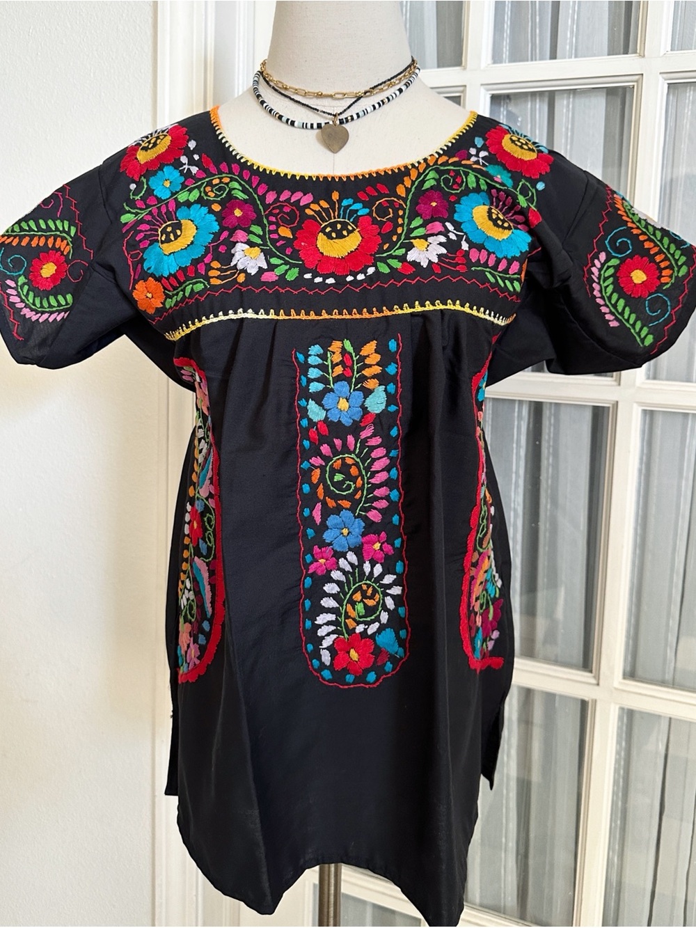 Mexican Hand Embroidered Boho Top S